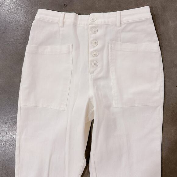 Skies Are Blue Washed Utility Denim Pants Button Fly High Waist White sz S NWT - Picture 4 of 10